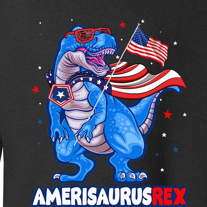 Amerisaurus Trex Usa Flag Funny Dinosaur Toddler Sweatshirt