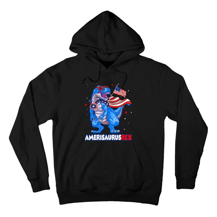 Amerisaurus Trex Usa Flag Funny Dinosaur Tall Hoodie