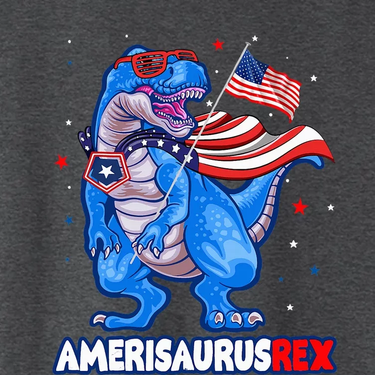 Amerisaurus Trex Usa Flag Funny 4th Of July Dinosaur Women's Crop Top Tee