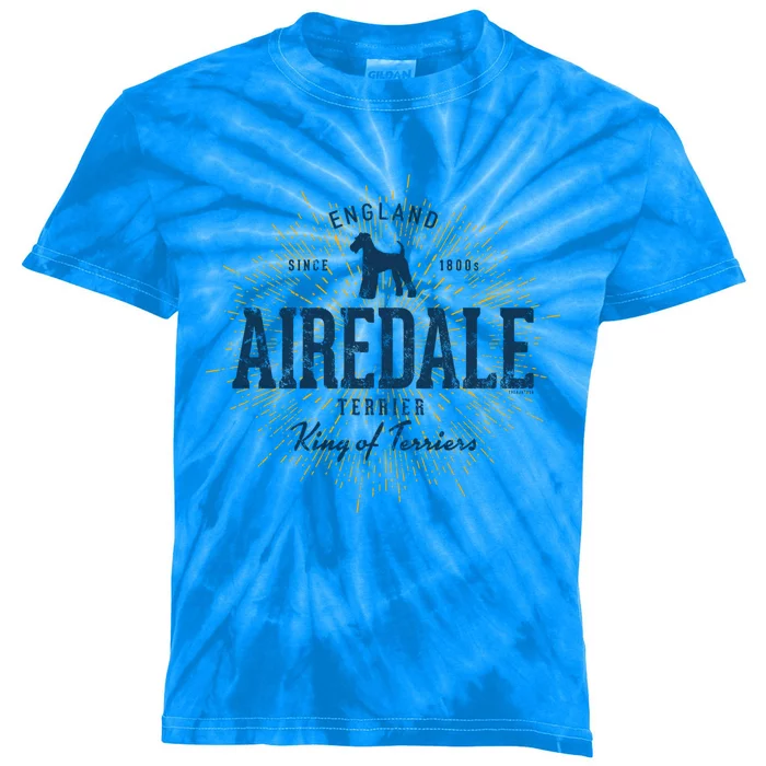 Airedale Terrier Vintage Airedale Gift Kids Tie-Dye T-Shirt