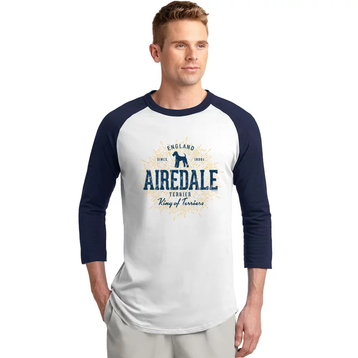 Airedale Terrier Vintage Airedale Gift Baseball Sleeve Shirt