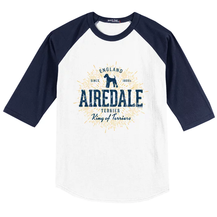 Airedale Terrier Vintage Airedale Gift Baseball Sleeve Shirt