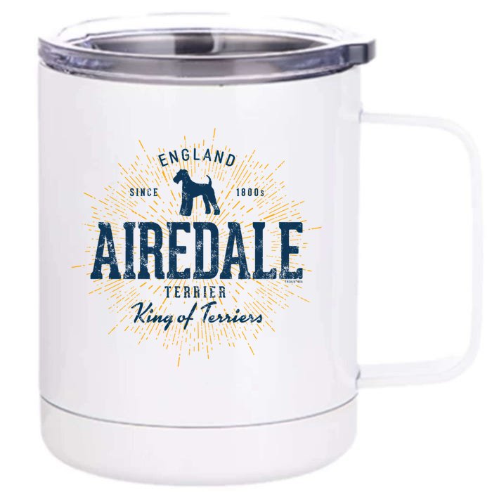 Airedale Terrier Vintage Airedale Gift Front & Back 12oz Stainless Steel Tumbler Cup