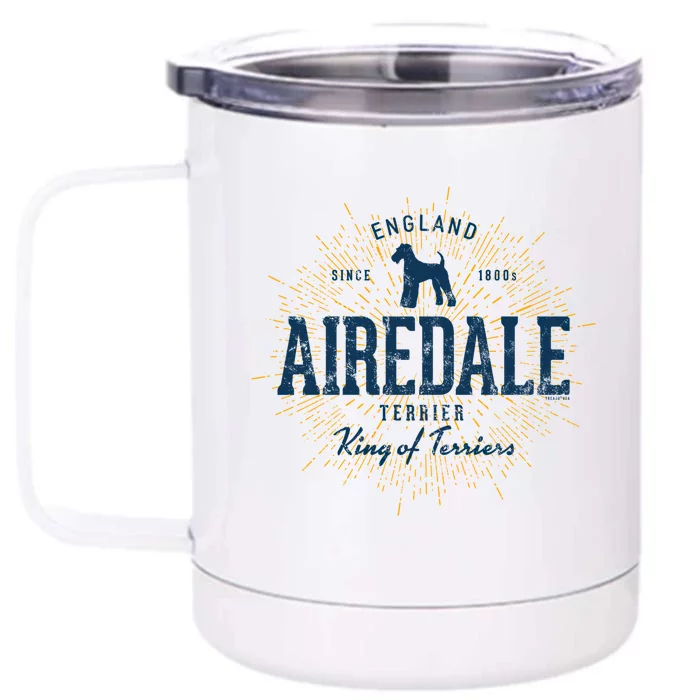 Airedale Terrier Vintage Airedale Gift Front & Back 12oz Stainless Steel Tumbler Cup