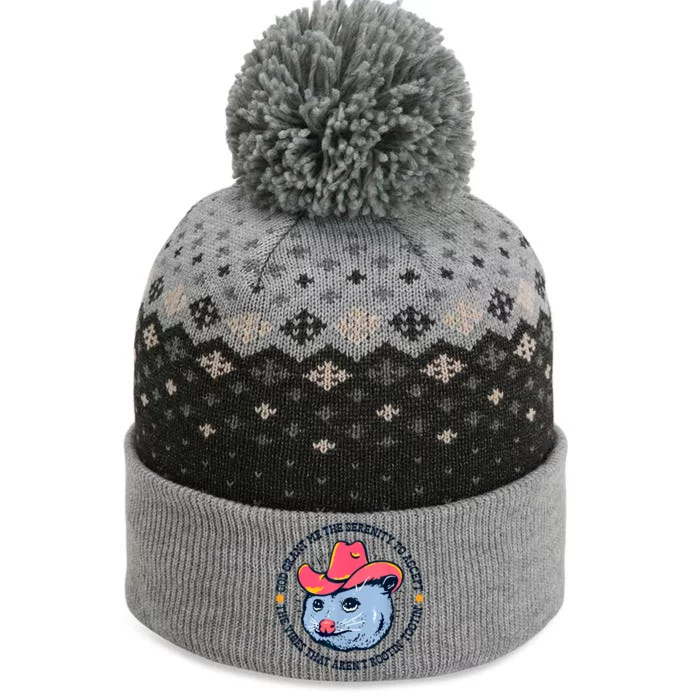 Accept The Vibes That Arent Rootin Tootin Funny Opossum The Baniff Cuffed Pom Beanie