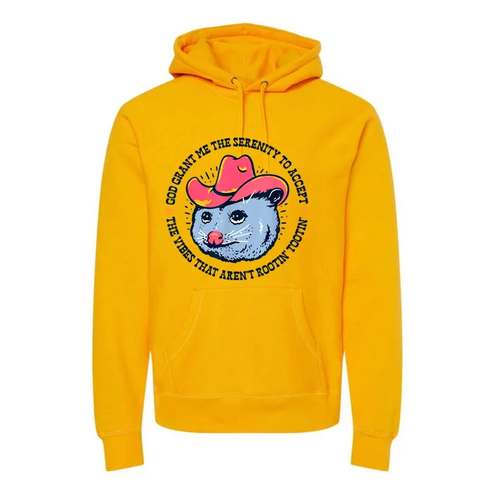 Accept The Vibes That Arent Rootin Tootin Funny Opossum Premium Hoodie