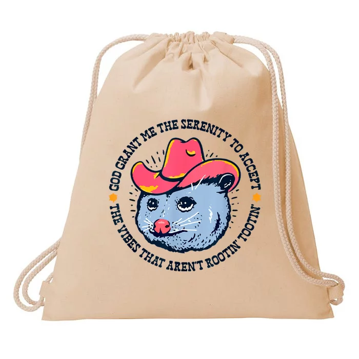 Accept The Vibes That Arent Rootin Tootin Funny Opossum Drawstring Bag