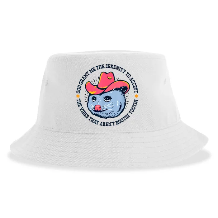 Accept The Vibes That Arent Rootin Tootin Funny Opossum Sustainable Bucket Hat