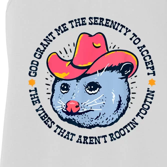 Accept The Vibes That Arent Rootin Tootin Funny Opossum Women's Racerback Tank