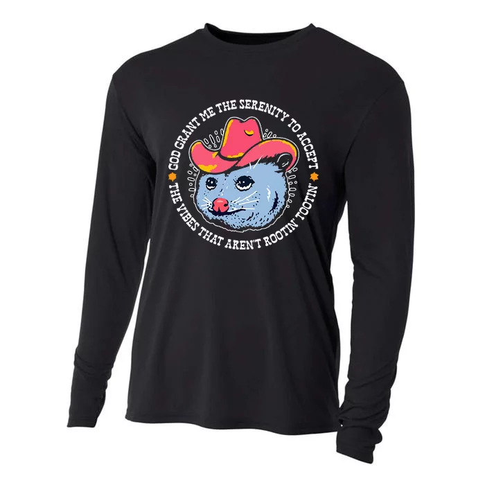 Accept The Vibes That ArenT Rootin Tootin Funny Opossum Cooling Performance Long Sleeve Crew