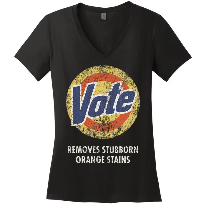 Anti Trump Vote Detergent Funny Vintage Women's V-Neck T-Shirt