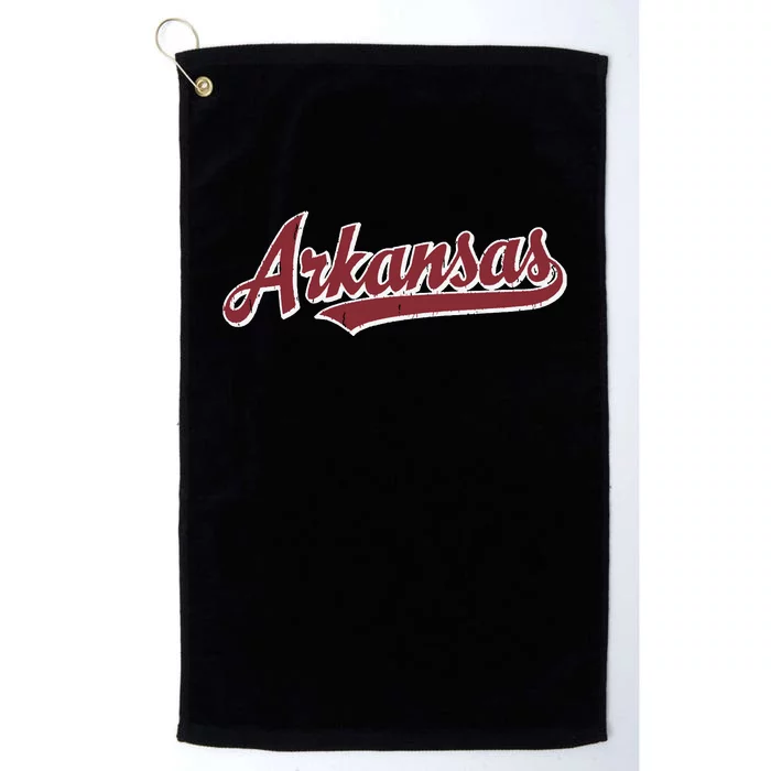 Arkansas T Vintage Sports Design Retro Script Platinum Collection Golf Towel