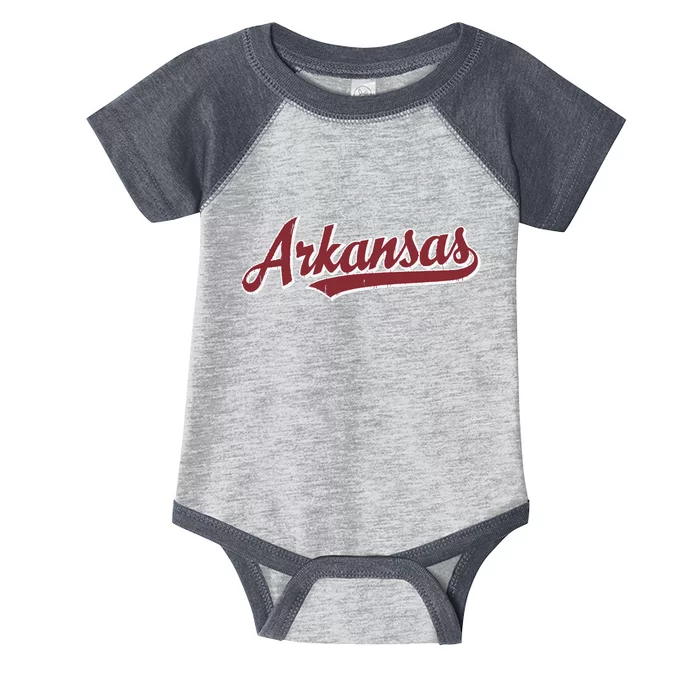 Arkansas T Vintage Sports Design Retro Script Infant Baby Jersey Bodysuit