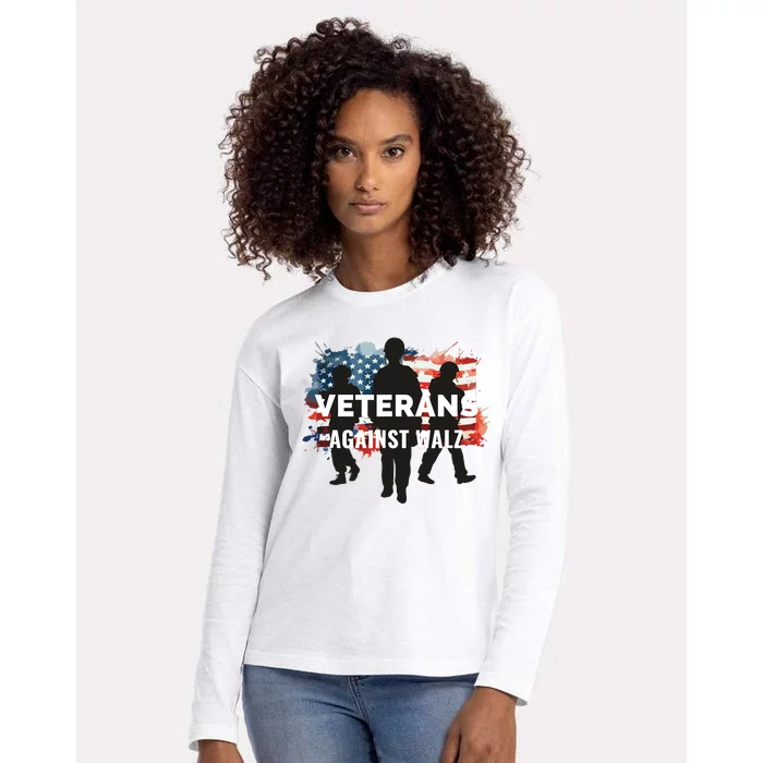 Anti Tim Walz Stolen Valor Veterans Against Walz Womens Cotton Relaxed Long Sleeve T-Shirt