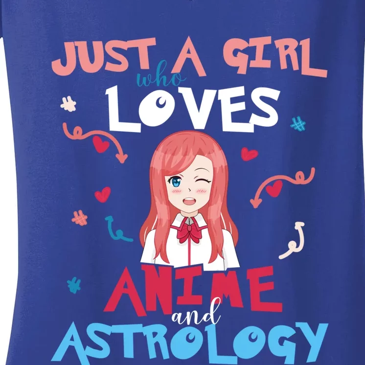 Anime Teen Who Loves Astrology Gift Women's V-Neck T-Shirt