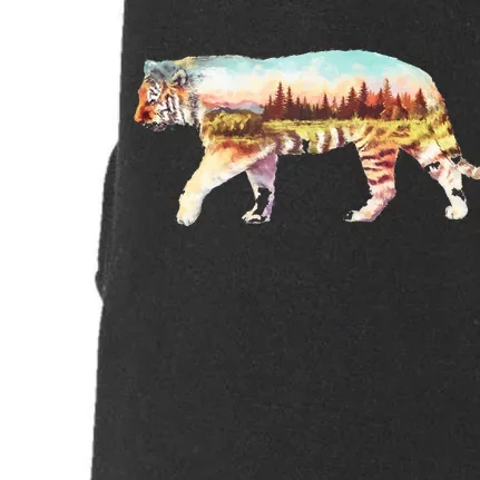 Adventurous Tiger Wilderness Graphic Doggie 3-End Fleece Hoodie