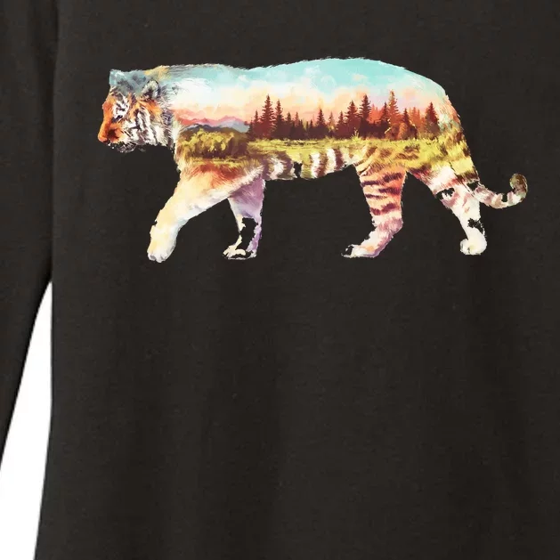 Adventurous Tiger Wilderness Graphic Womens CVC Long Sleeve Shirt