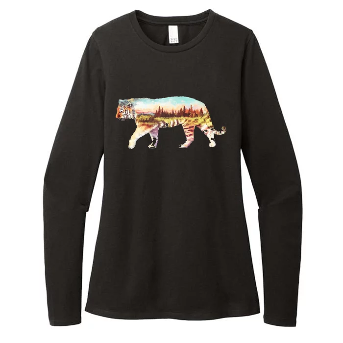 Adventurous Tiger Wilderness Graphic Womens CVC Long Sleeve Shirt