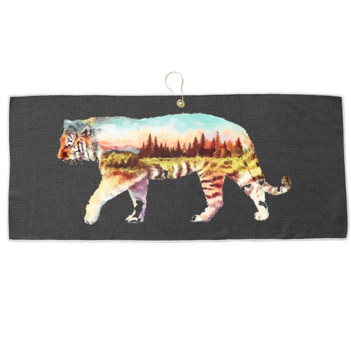 Adventurous Tiger Wilderness Graphic Large Microfiber Waffle Golf Towel