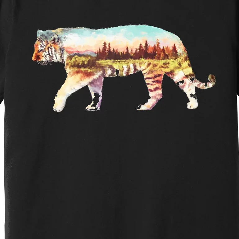 Adventurous Tiger Wilderness Graphic Premium T-Shirt