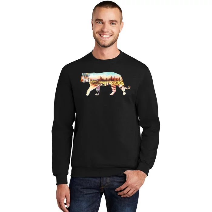 Adventurous Tiger Wilderness Graphic Tall Sweatshirt