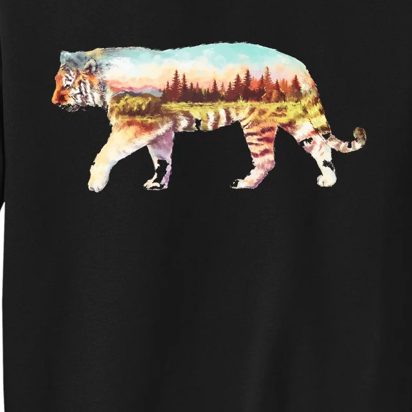 Adventurous Tiger Wilderness Graphic Tall Sweatshirt