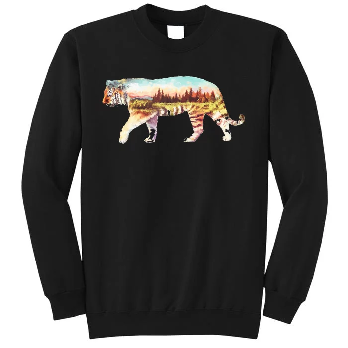 Adventurous Tiger Wilderness Graphic Tall Sweatshirt