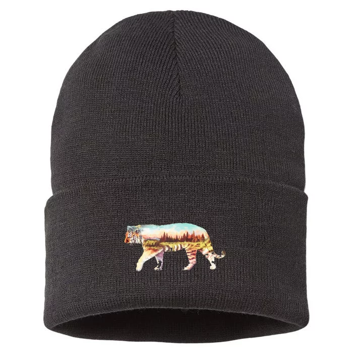 Adventurous Tiger Wilderness Graphic Sustainable Knit Beanie