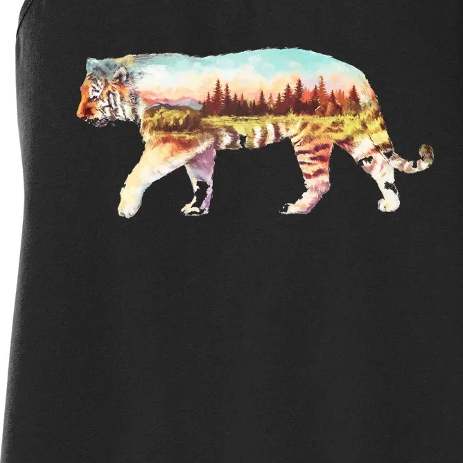 Adventurous Tiger Wilderness Graphic Women's Racerback Tank