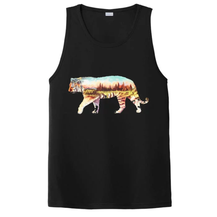 Adventurous Tiger Wilderness Graphic Performance Tank