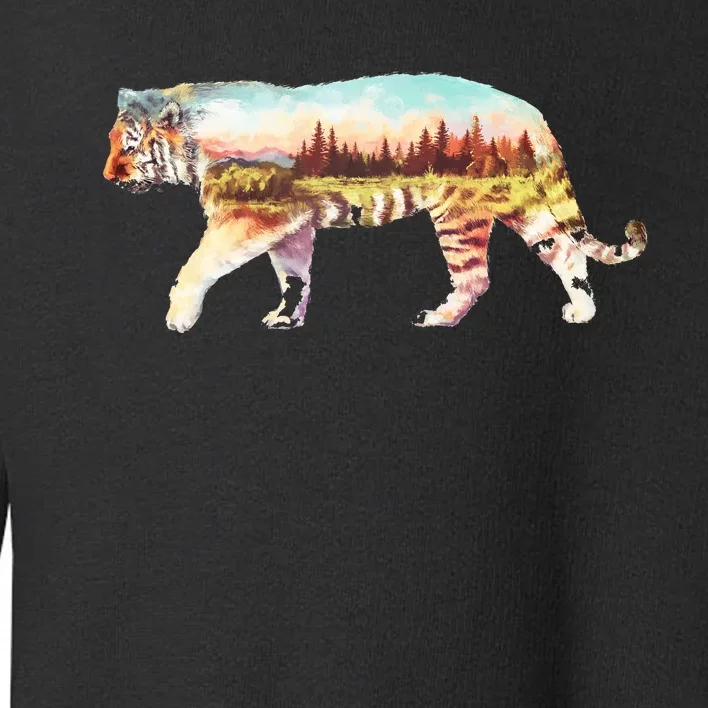 Adventurous Tiger Wilderness Graphic Toddler Sweatshirt