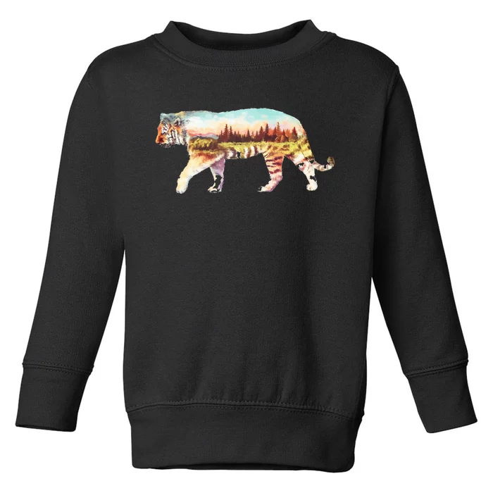 Adventurous Tiger Wilderness Graphic Toddler Sweatshirt