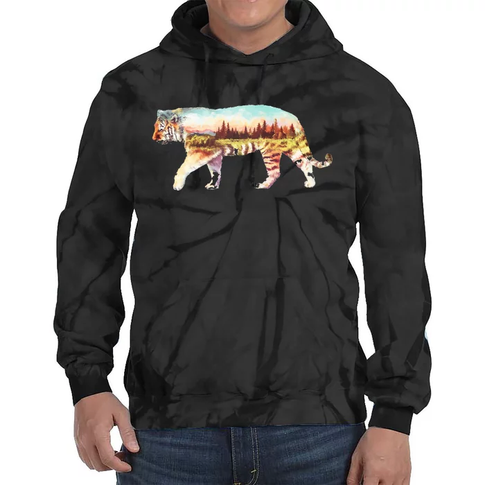 Adventurous Tiger Wilderness Graphic Tie Dye Hoodie