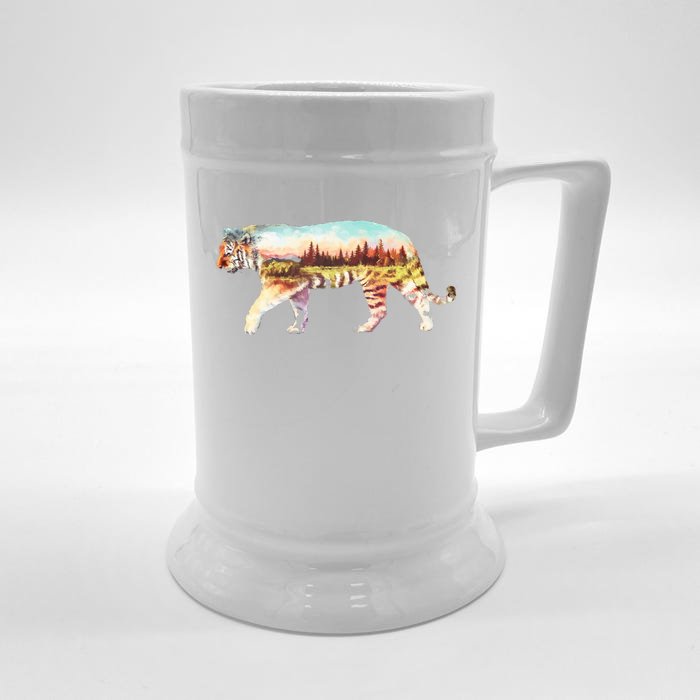 Adventurous Tiger Wilderness Graphic Front & Back Beer Stein