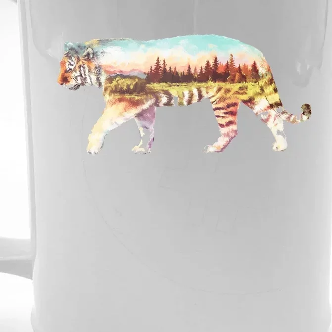 Adventurous Tiger Wilderness Graphic Front & Back Beer Stein