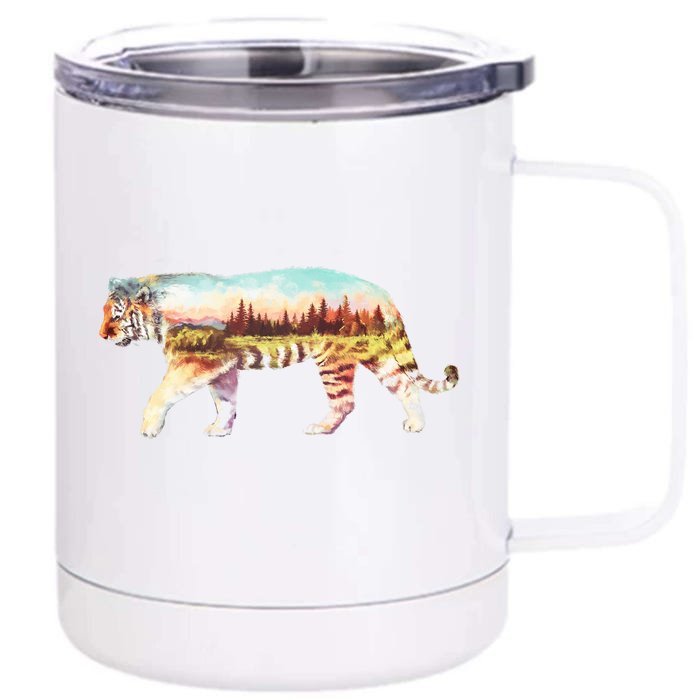 Adventurous Tiger Wilderness Graphic Front & Back 12oz Stainless Steel Tumbler Cup