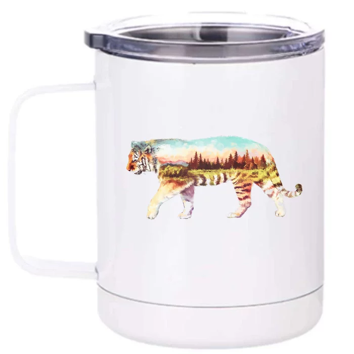 Adventurous Tiger Wilderness Graphic Front & Back 12oz Stainless Steel Tumbler Cup