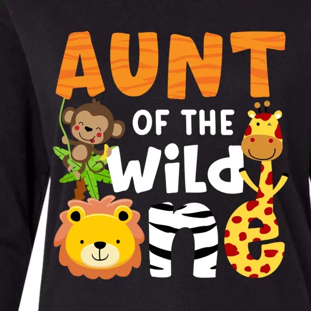 Aunt The Wild One Zoo Birthday Safari Jungle Animals Party Gift Womens Cotton Relaxed Long Sleeve T-Shirt