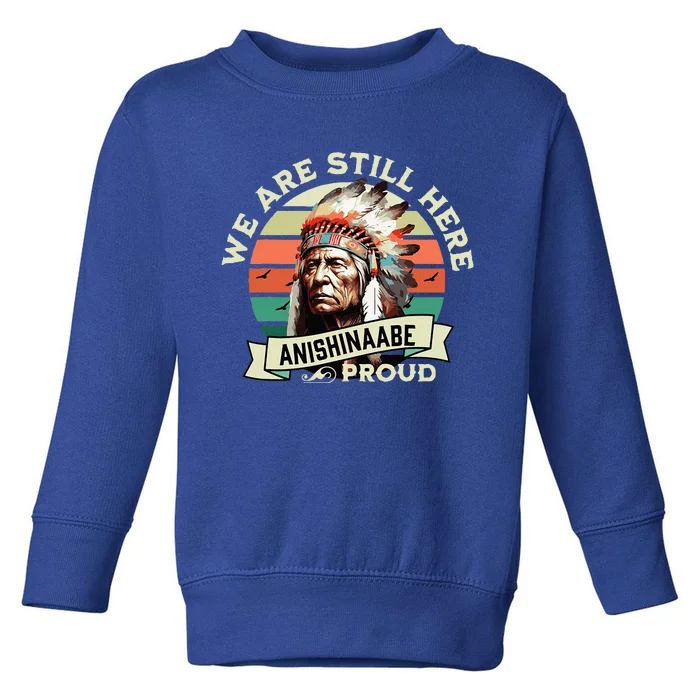 Anishinaabe Tribe We Are Here Native Indian Proud Retro Toddler Sweatshirt