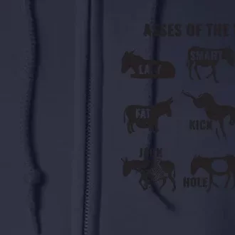 Asses The World Funny Lazy Smart Half Fat Kick Kick Donkey Full Zip Hoodie