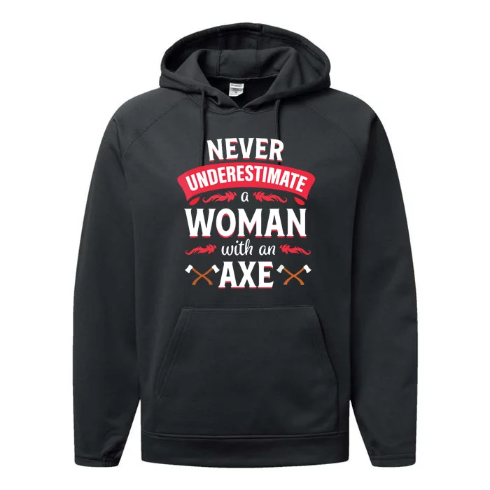 Axe Throwing Women Funny Hatchet Lumberjack Performance Fleece Hoodie