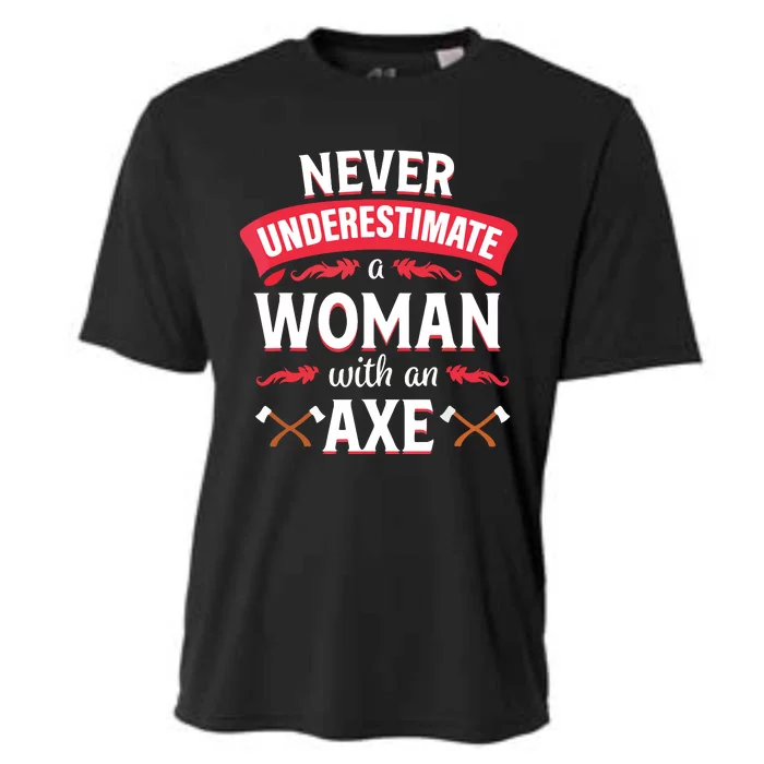 Axe Throwing Women Funny Hatchet Lumberjack Cooling Performance Crew T-Shirt