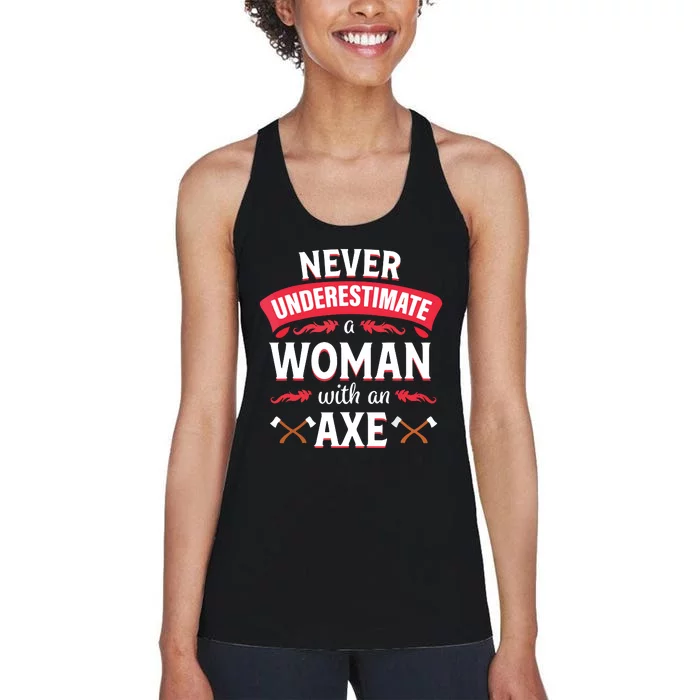 Axe Throwing Women Funny Hatchet Lumberjack Women's Racerback Tank