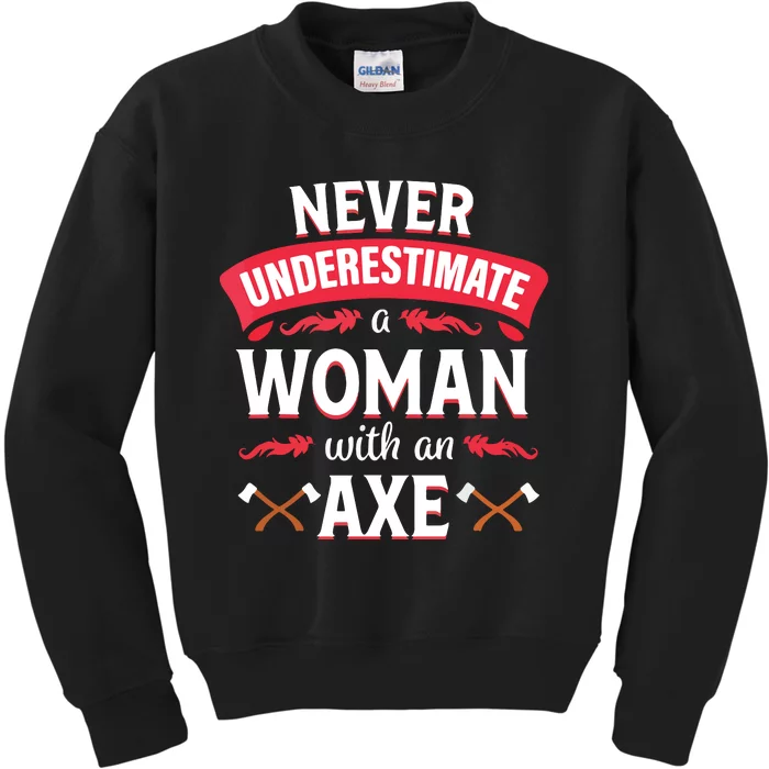 Axe Throwing Women Funny Hatchet Lumberjack Kids Sweatshirt