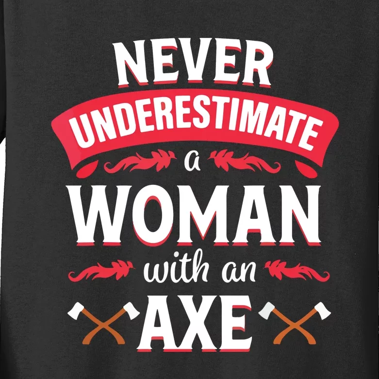 Axe Throwing Women Funny Hatchet Lumberjack Kids Long Sleeve Shirt