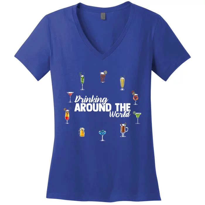 Around The World Ing Lover Alcoholic Beverage Gift Women's V-Neck T-Shirt