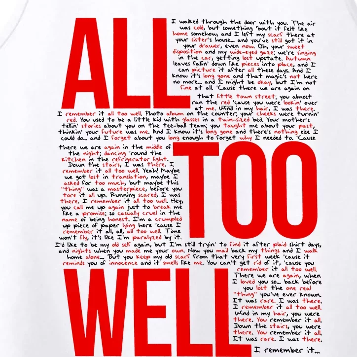 All Too Well Swiftie Performance Tank