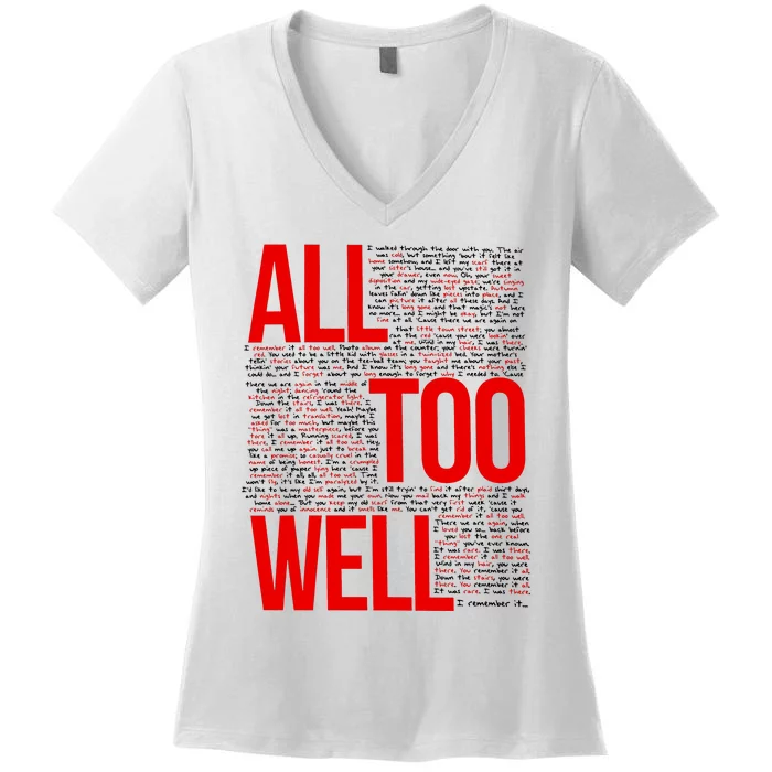 All Too Well Swiftie Women's V-Neck T-Shirt