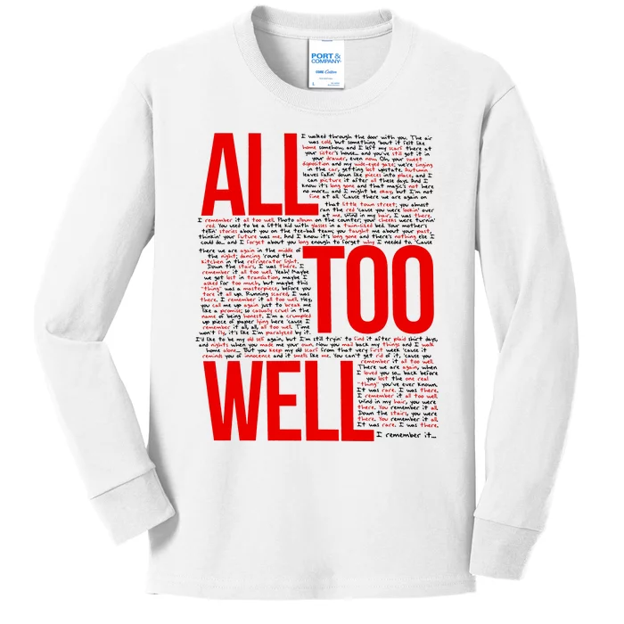 All Too Well Swiftie Kids Long Sleeve Shirt