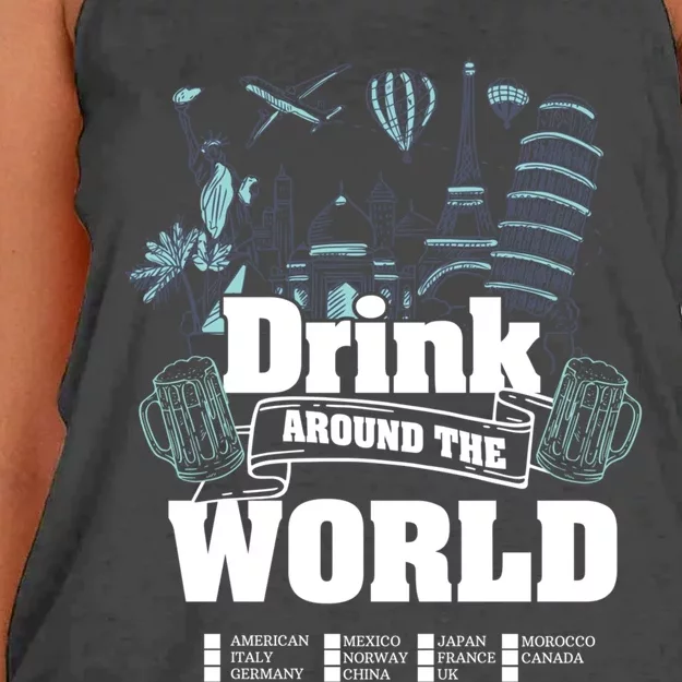 Around The World Traveler Cool Gift Women's Knotted Racerback Tank